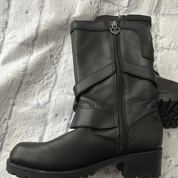 🔵 “NWOT” HARLEY-DAVIDSON Black Leather Motorcycle Boots - Picture 10 of 13